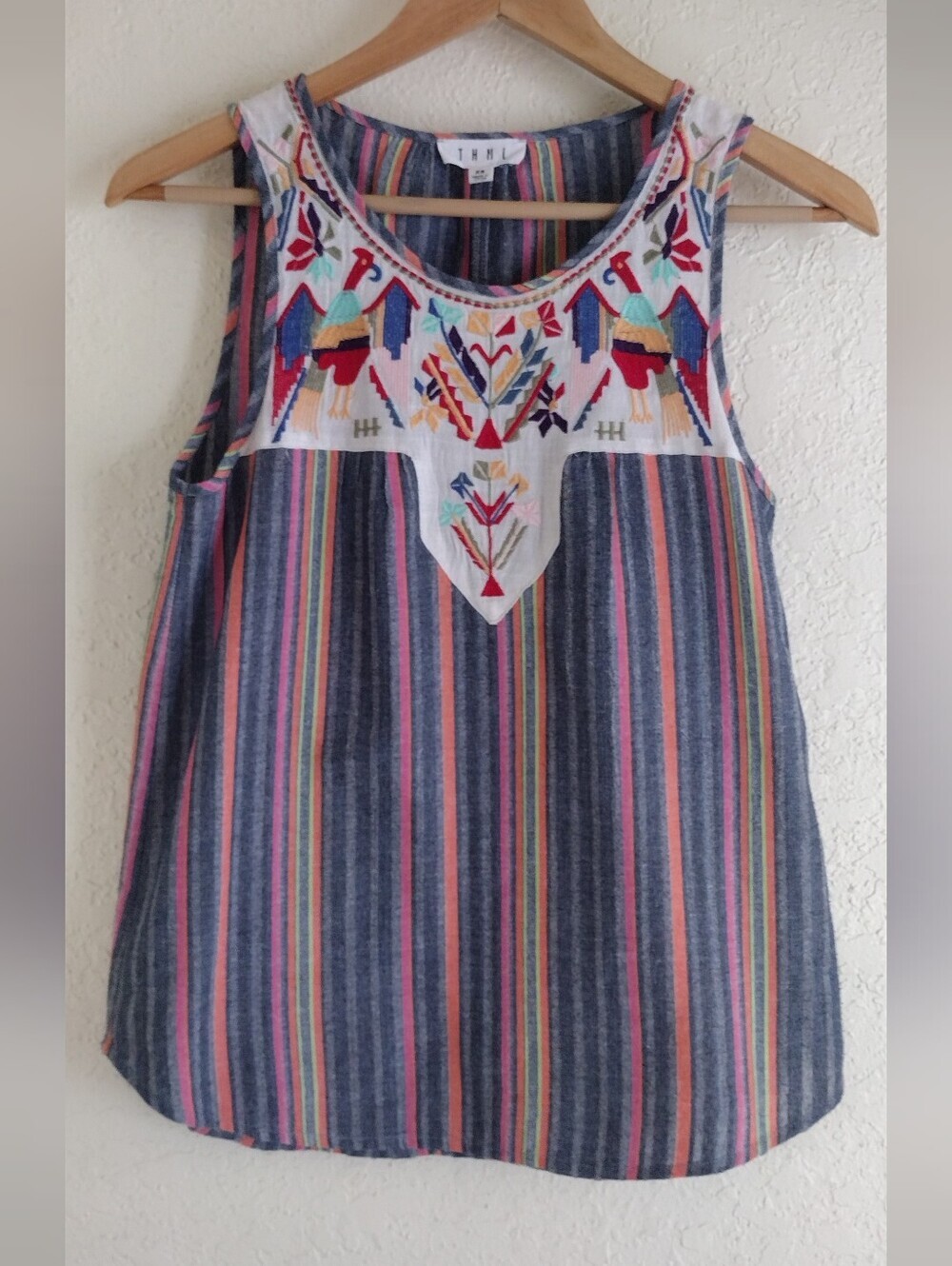 THML XS Embroidered Striped Boho Western Tank Top Multicolor Southwestern - Picture 2 of 6
